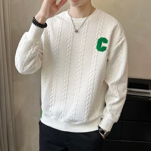 Fall/Winter Loose Fit Trendy Round Neck Printed Youth Fashion Crew Neck Sweatshirt for Men Casual Literary Japanese Style