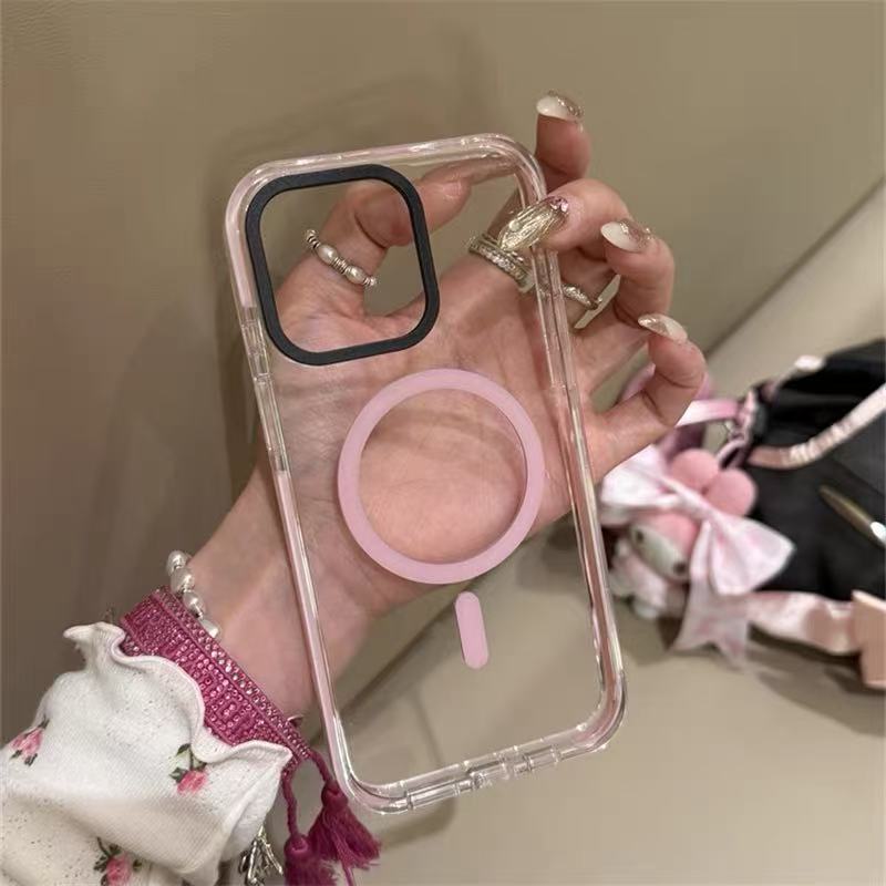Apunción magnética simple y transparente para iphone16ProMax funda para teléfono móvil bricolaje color diamante 14 funda para teléfono móvil Apple 15P hembra