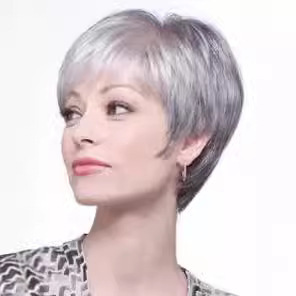 European and American cross-border female short hair silver gray short straight hair oblique bangs middle-aged and elderly whole head cover Yiwu factory