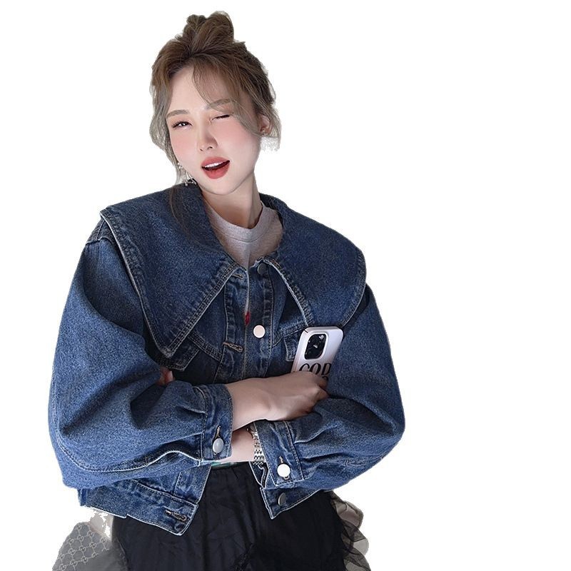 2025 新韓国スタイル人形襟小さな香りスタイルインターネット有名人韓国スタイルデニムジャケット女性のデザインニッチショートスタイルトレンディ|undefined