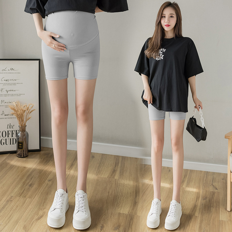 Real Shot in stock Pregnant Women Yoga Pants Sports Three-part Pants Ice Cool Cotton Anti-running Light Bottoming Safety Pants Seamless One-piece Pants