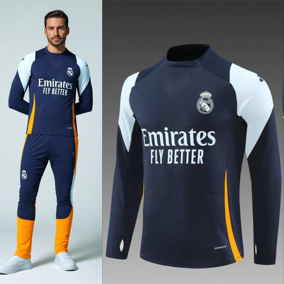 22-23-24-25-26 Season Real Madrid Club Full Range Half-Zip Sports Training Wear Adult Set Football