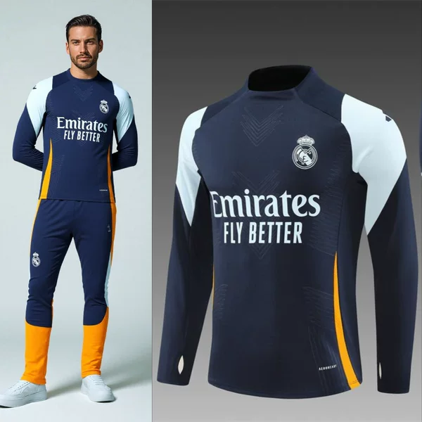 22-23-24-25-26 Season Real Madrid Club Full Range Half-Zip Sports Training Wear Adult Set Football