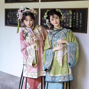 韶光戏清汉女汉服清朝服装晚清女格格服宫廷风春夏古装印花两件套-阿里巴巴