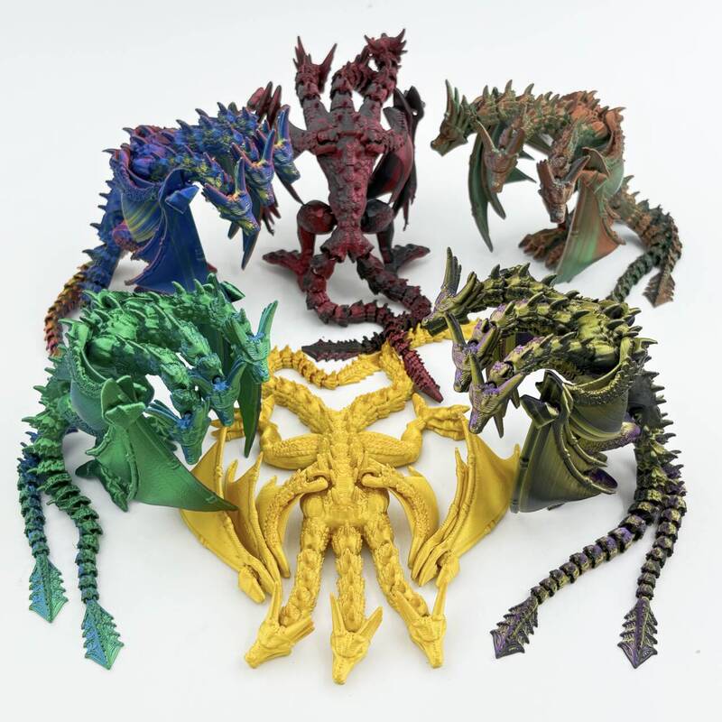 3D Printed Toy Ghidorah Three-Headed Dinosaur Figurine Popular Children's Toy Internet Celebrity Street Stall Same Model