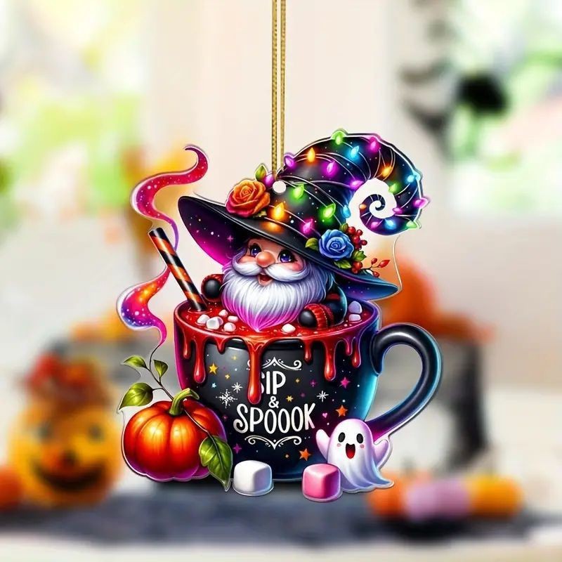Ventas calientes de nuevo acrílico 2D calavera caramelo Halloween decoración colgante de coche image 8