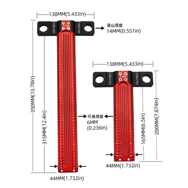 6/12 inch woodworking hole marking ruler parallel/vertical marking…