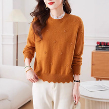 新款女士假两件毛衣内搭可外穿爆款小个子洋气蕾丝边针织打底衫