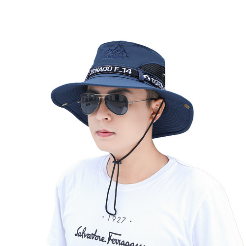 Sun Protection Fisherman Hat for Men, Summer Outdoor Sun Hat, Fishing Hat with Wide Brim, Breathable and Sun-Shading, Foldable Denim Hat, Wholesale