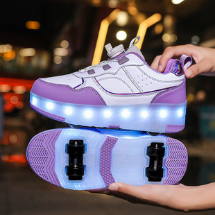 Cheap Four-Wheel Heelys Shoes for Girls, Children's Roller Skating Rechargeable Luminous Wheel Shoes Wholesale Boys' Double-Wheeled Skates