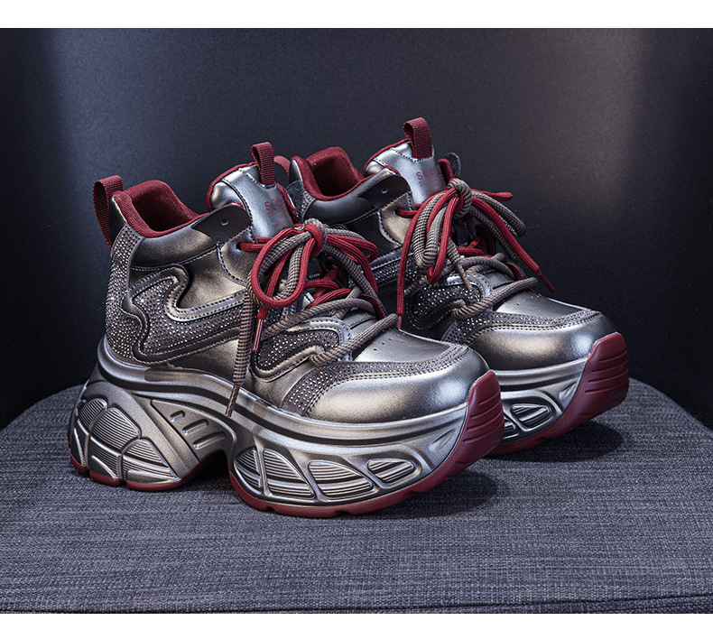 Giày sneaker nữ đế dày tăng chiều cao 9cm phong cách hot trend 2026 — Lớp lót đơn màu tím M2695, M2695- 1m màu cộng với nhung, Lớp lót đơn màu M 2695m, M2695-1 nâu cộng với nhung chi tiết 35