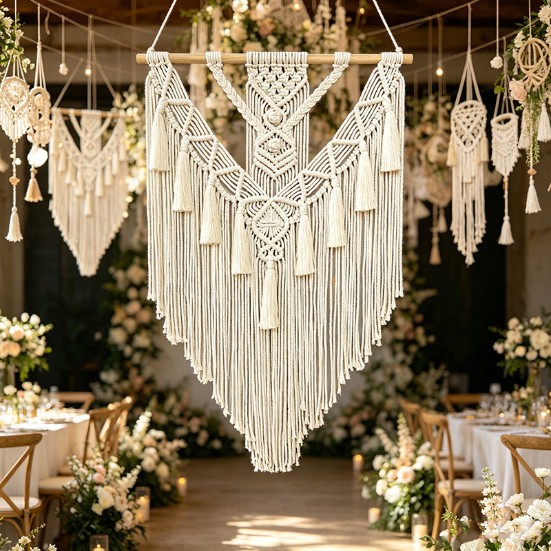 Bohemian Tapestry Hand-Woven Tassel Wall Hanging Room Homestay Hotel Wall Background Decoration Hanging Ornament