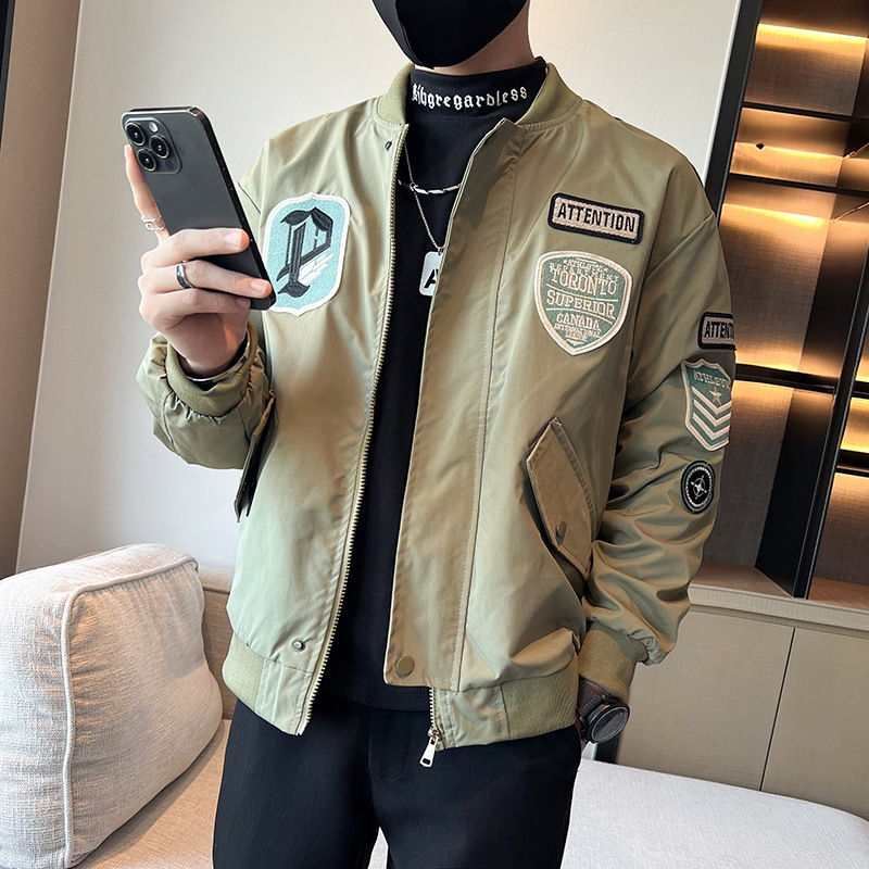 Autumn New Baseball Collar Casual Jacket Coat Men Embroidered Badge Youth Fashion Tops Jacket Coat Autumn New Baseball Collar Casual Jacket Coat Men Embroidered Badge Youth Fashion Tops Jacket Coat