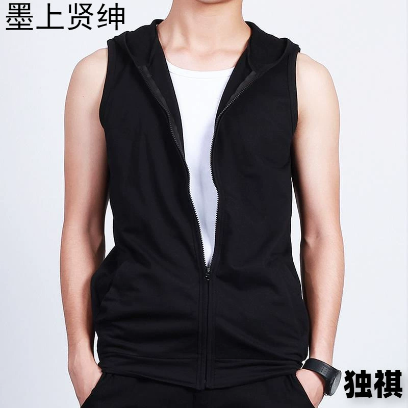 Пара без рукавов спортивная футболка мужская свободная рубашка с капюшоном футболка с толстовкой женская плечо летняя тонкая жилет BF