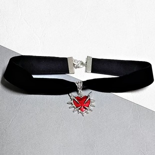 Cross Border Hip Hop Halloween Thorns Love Heart Cross Pendant Collar Jewelry Vintage Gothic Devil Collar Pendant