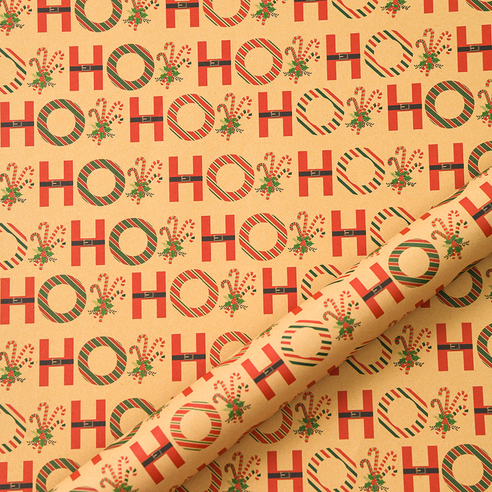 Amazon nuevo papel kraft retro caja de regalo de Navidad letras Papá Noel regalo papel de regalo al por mayor