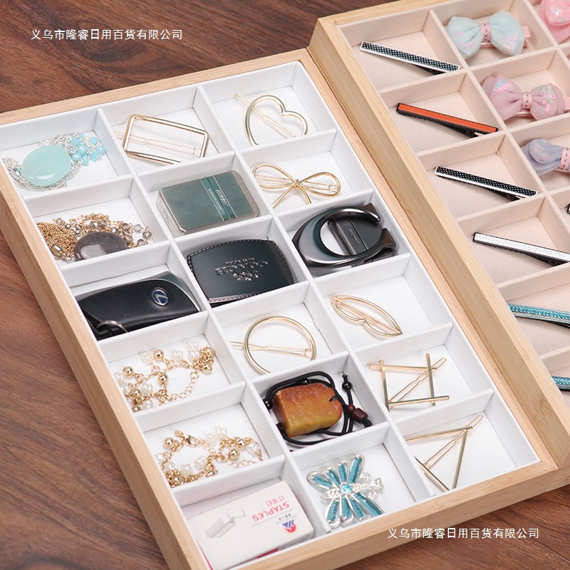 Display Box Jewelry Tray Organizer Hairpin Hair Clip Live Storage Titanium Steel Bracelet Bamboo Wood Belt Buckle Tray Lighter