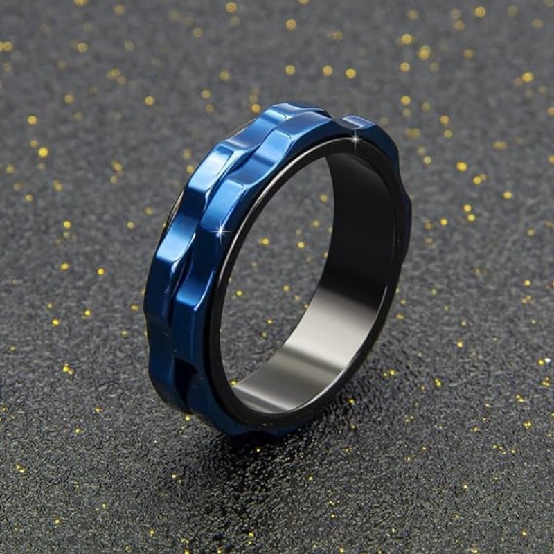 12, 6, 9 Ring Size Hip-Hop Geometric Solid Color Titanium Steel Men's Rings