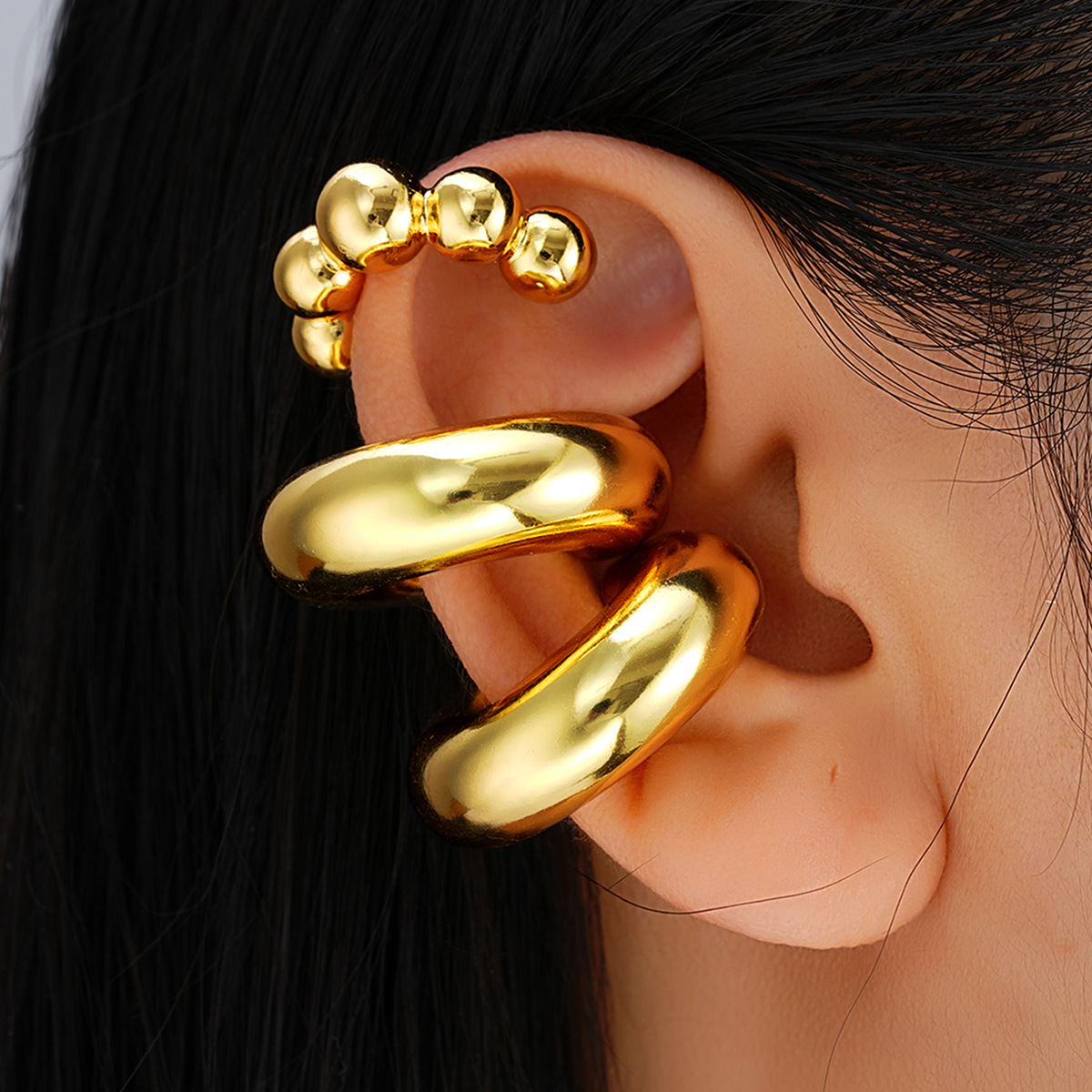 Europa y los Estados Unidos comercio exterior transfronterizo nuevo alta exquisita auriculares oro al por mayor nicho mujer bola C pendientes 3 piezas conjunto