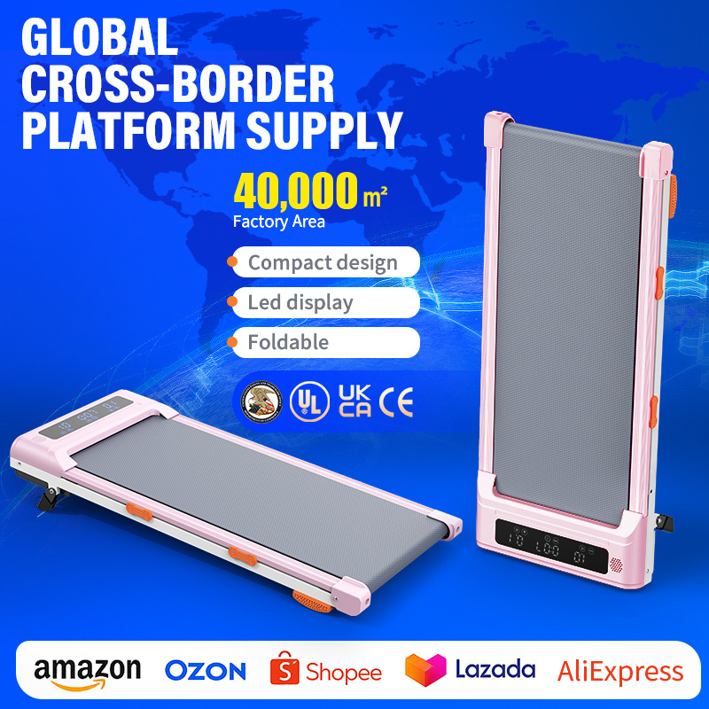 Reducción integral de grasa, máquina de caminar plana rosa, ajuste de escalada, panel inteligente, plegable con pasamanos, carrera inteligente