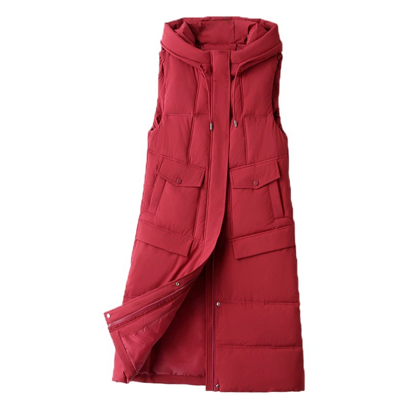Высококачественный жилет, женская зимняя верхняя одежда 2023 Новый хлопковый жилет, хлопковый жилет средней длины, Универсальный простой жилет