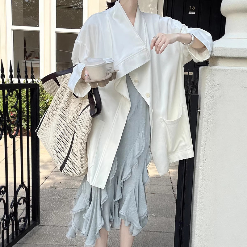 [No Returns or Exchanges] Spring New French-Style Silhouette Workwear Stand-Collar High-End Elegant Casual Versatile Trench Coat Wta653