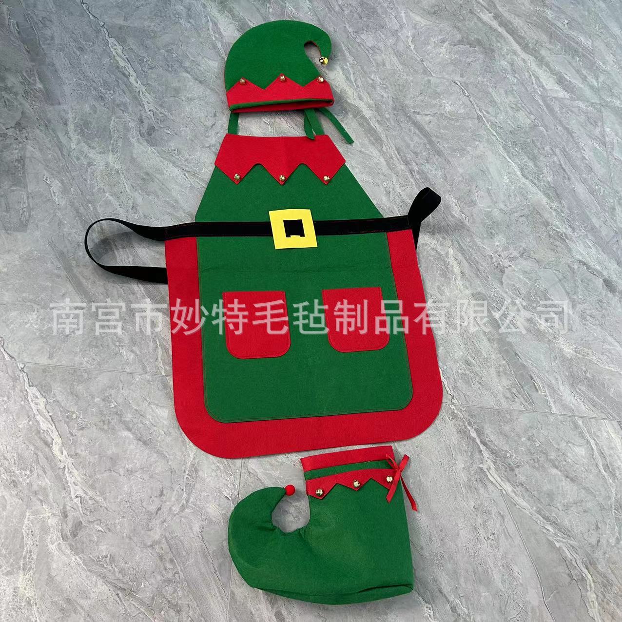 毛毡圣诞用品批发圣诞靴无纺布围裙圣诞装饰圣诞帽可定节套装定制
