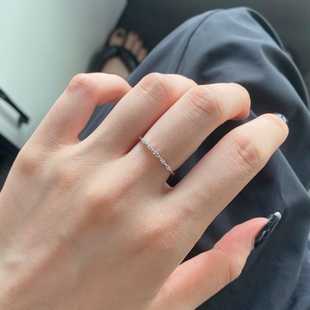 Simple Style Geometric Sterling Silver Plating Zircon Open Ring