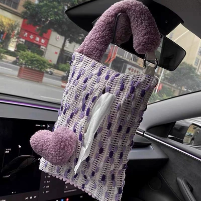 Creative Car Tissue Box with Car tissue box/set - purple-love-tissue-bag