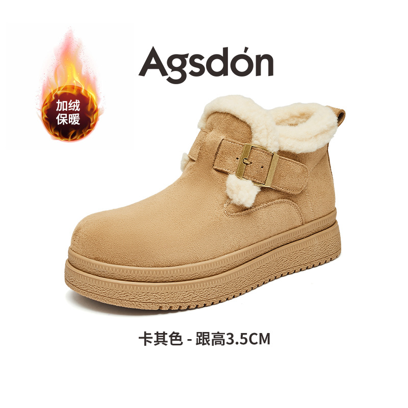 Botas de nieve de fondo grueso para mujeres 2025 nuevos zapatos de algodón de invierno con un pedazo de botas cortas de Burken incluidas