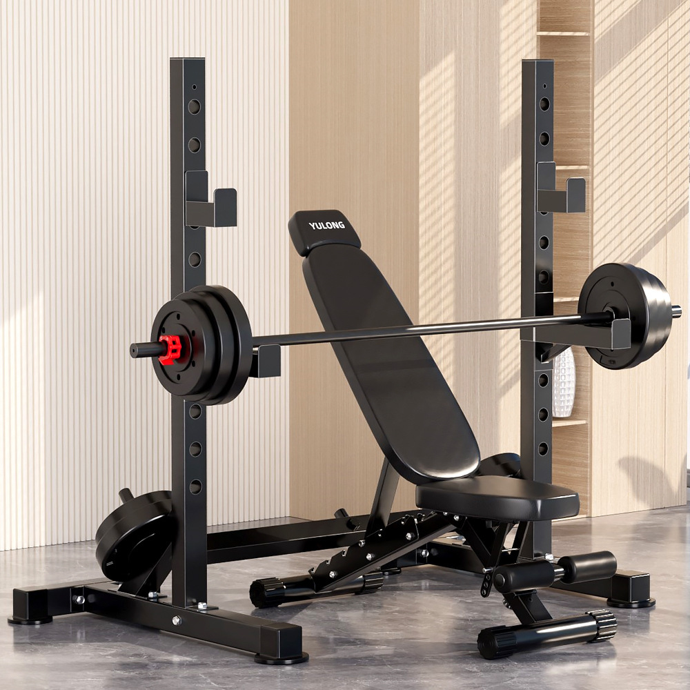 Cama de levantamiento de pesas multifuncional de soporte horizontal doméstico equipo de ejercicios de acomodación de entrenamiento combinado doméstico aparato de soporte de barraca de ejercicios