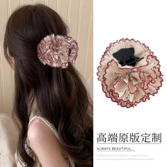 スーパーフェアリー二層プリーツフラワーヘアクリップサメクリップ2025新しいハイエンドヘアクリップヘアアクセサリー
