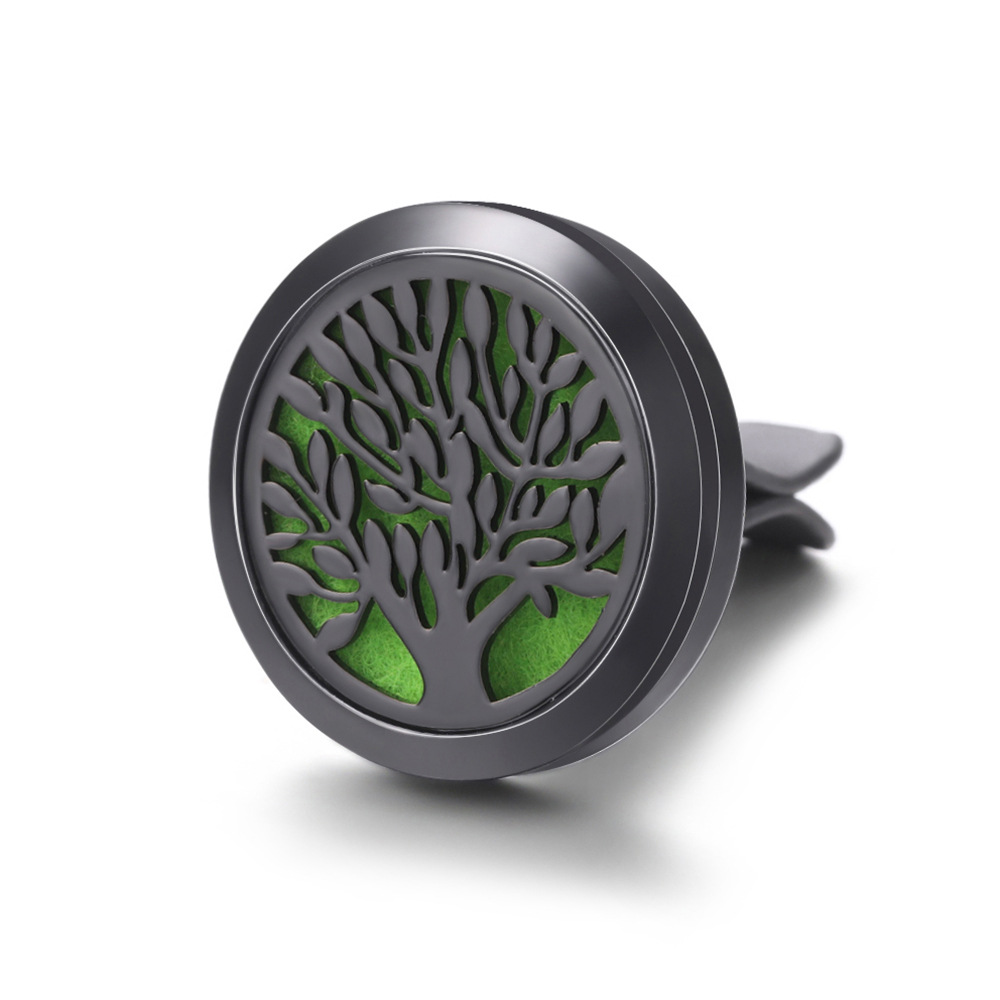 pistola de acero inoxidable negro hueco coche ventilación abrazadera de automóvil perfume árbol de vida automóvil perfume caja de difusión de perfume