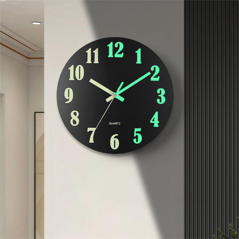 12inch 発光壁時計サイレント木製木目調発光時計 MDF 蛍光 Amazon 爆発卸売|undefined