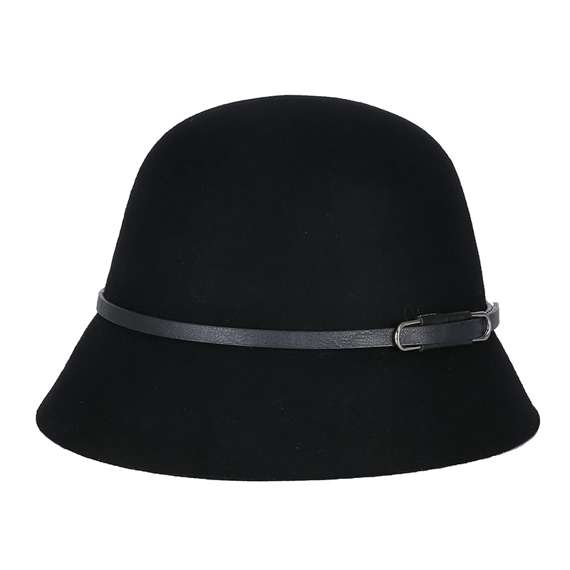 Sombrero de las mujeres de otoño e invierno de lana pura lana sombrero de la cuenca coreano japonés caliente impreso sombrero de fieltro fábrica en stock venta al por mayor image 5