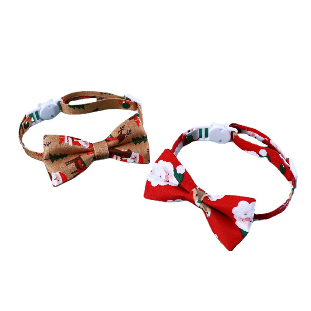 Comercio exterior mascotas gatos perros impresión árbol de Papá Noel alce arco collar corbata anti-asfixia accesorios collar