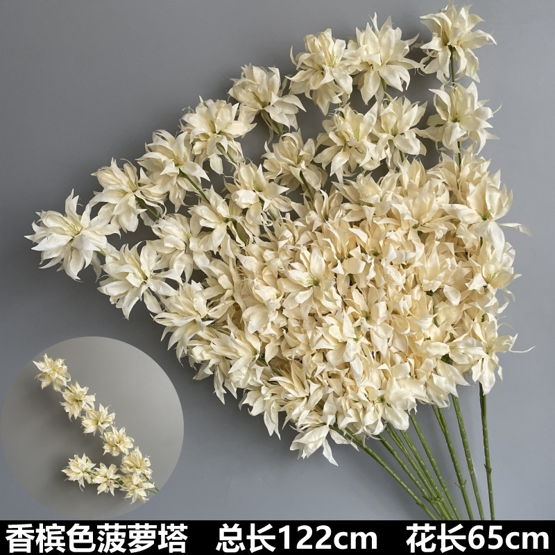 シャンパン色の結婚式の花の花の花の材料の結婚祝いの装飾の花の講堂の装飾の花のプラスチックの花の道は花の造花を導いています。|undefined