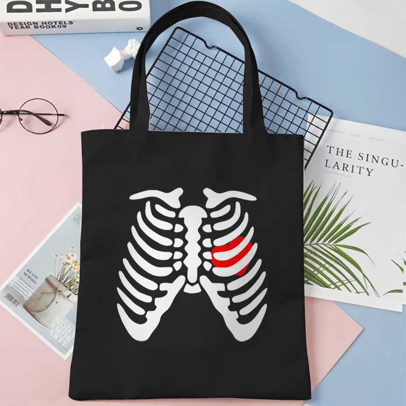 Halloween calavera impresa bolsa de lienzo 35 * 40 bolsa de gran capacidad para comprar bolsas de mano venta caliente transfronteriza 0902 - 8