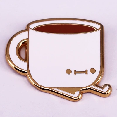Kawaii coffee cup enamel pin cartoon mug badge