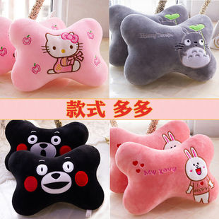 Cute Cartoon Car Headrest, Neck Pillow, Pair of Car Seat Lumbar Pillows, Cushions, Car Interior Accessories, Universal for All Seasons