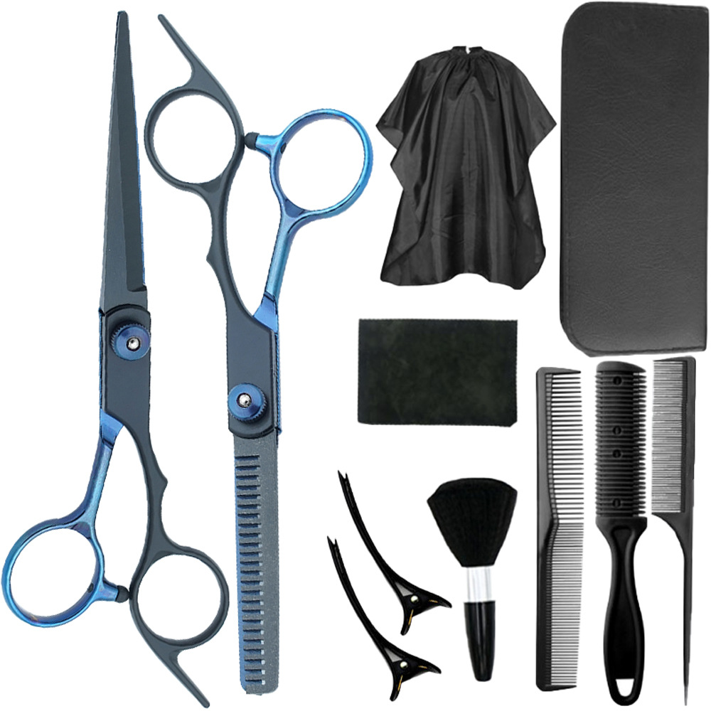Fábrica al por mayor de 4 pulgadas tijeras de corte de pelo de acero inoxidable tijeras de corte de pelo profesional tijeras de corte de dientes maestra set tijeras planas