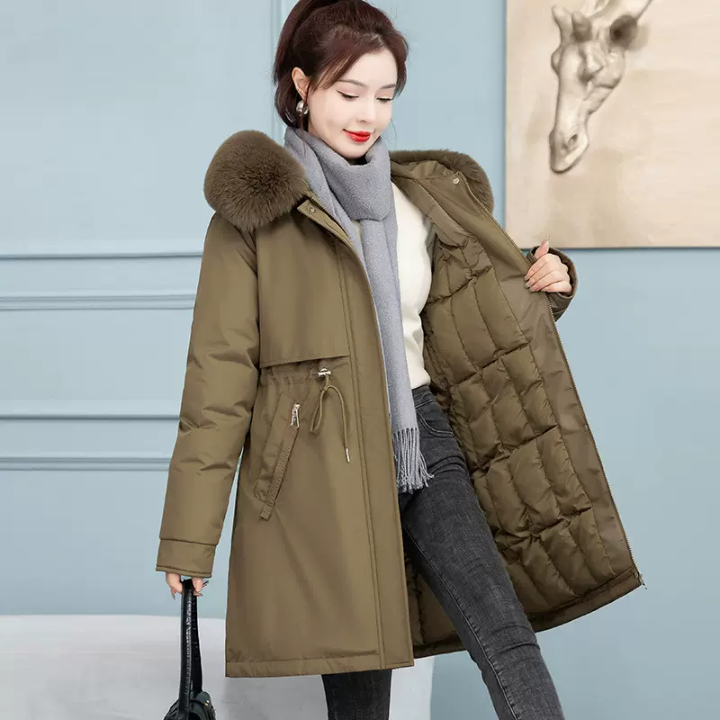 派克服棉衣女2024冬季新款女装韩版大毛领羽绒棉服时尚棉袄外套女