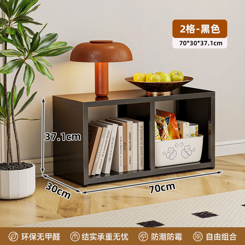 Black lattice cabinet with 2 horizontal compartments