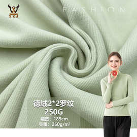 德绒2*2罗纹250G  涤纶弹力双面保暖针织面料 秋冬打底衫外套布料