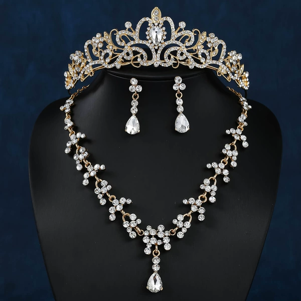 Golden glass chain, set, 3 piece set