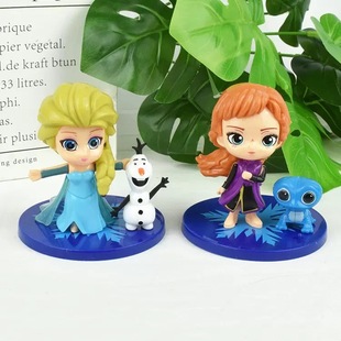 Internet Celebrity Ice Queen Decorative Ornaments Q Version Elsa Anna Princess Doll Car Toy Ornaments Desktop Decoration