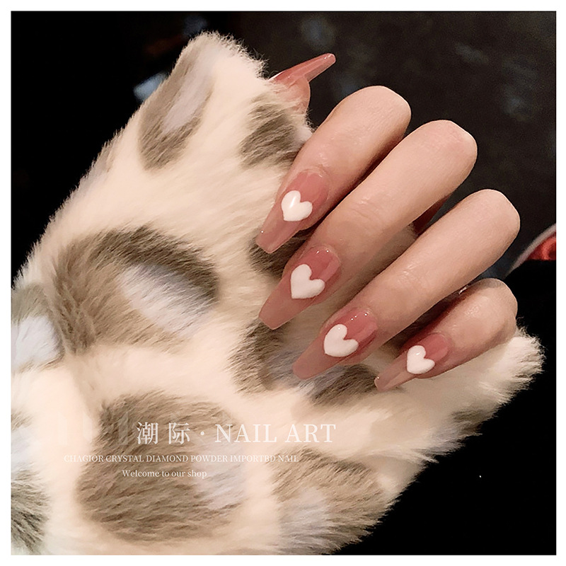 Estrella blanca 3D con adhesivo japonés 3D que no se desvanece Popular en línea celebridad amor uñas pegatinas vino rojo melocotón corazón