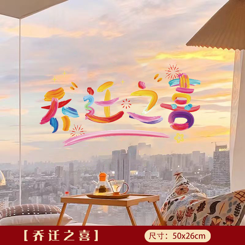 乔迁之喜玻璃贴窗花静电贴2025新款福字门贴厨房家用剪纸装饰用品|undefined
