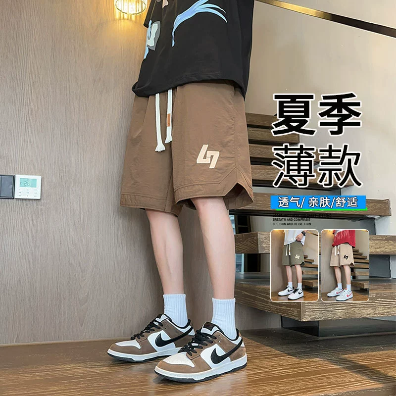 Summer thin trend brand men's fashionable trousers, silk shorts, American style, loose fit