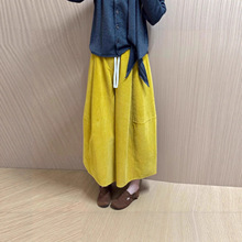秋冬季新款韩版设计灯芯绒阔腿九分裤裙女宽松时尚复古休闲裙裤
